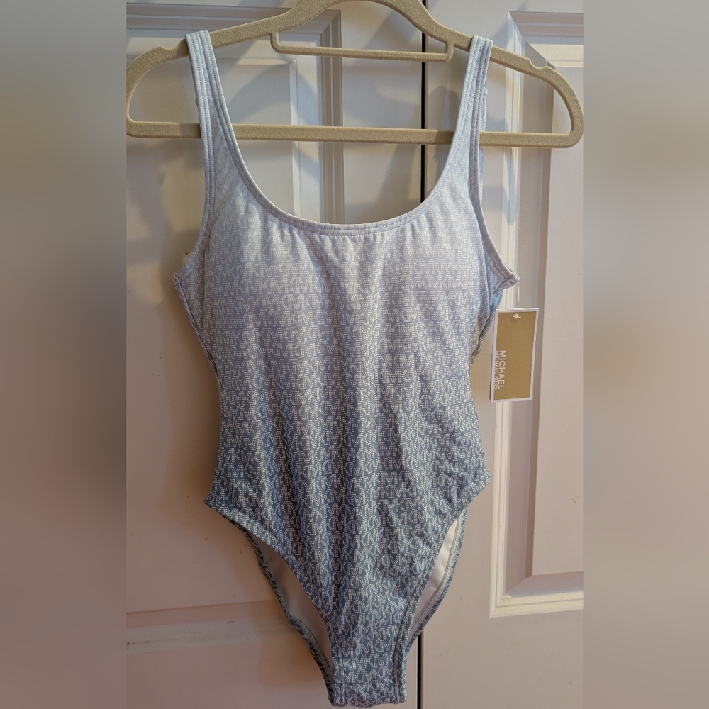 Michael Kors Women's One Piece - White and Blue-Gray OMBRE Logo